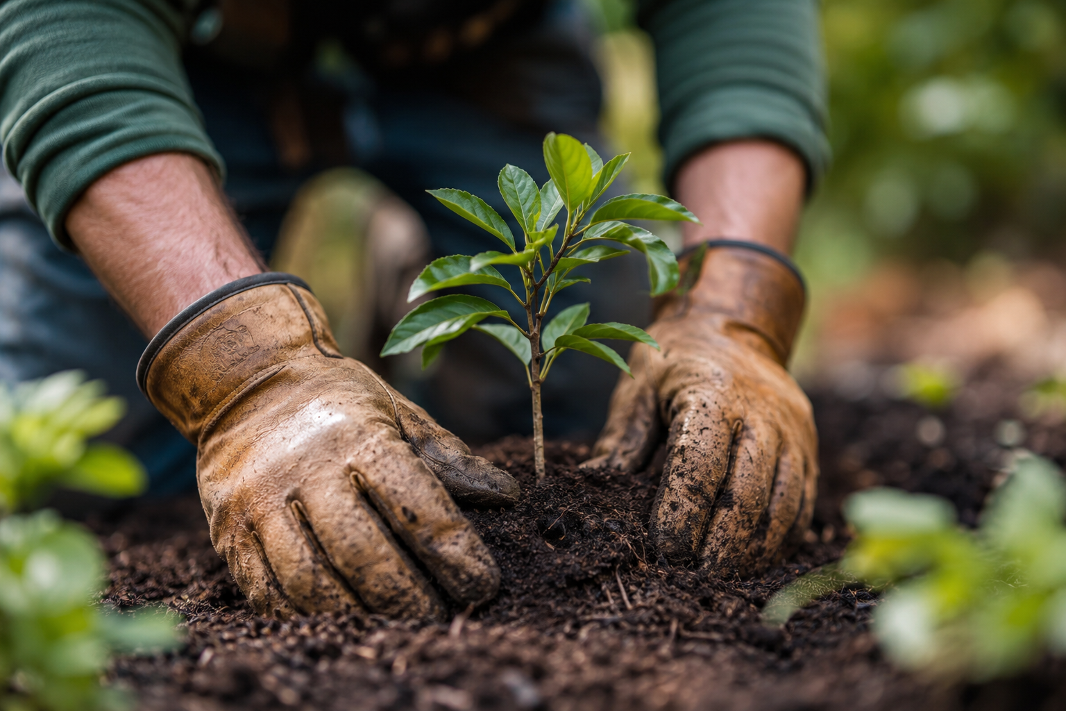 Clean landscaping beds with fresh mulch